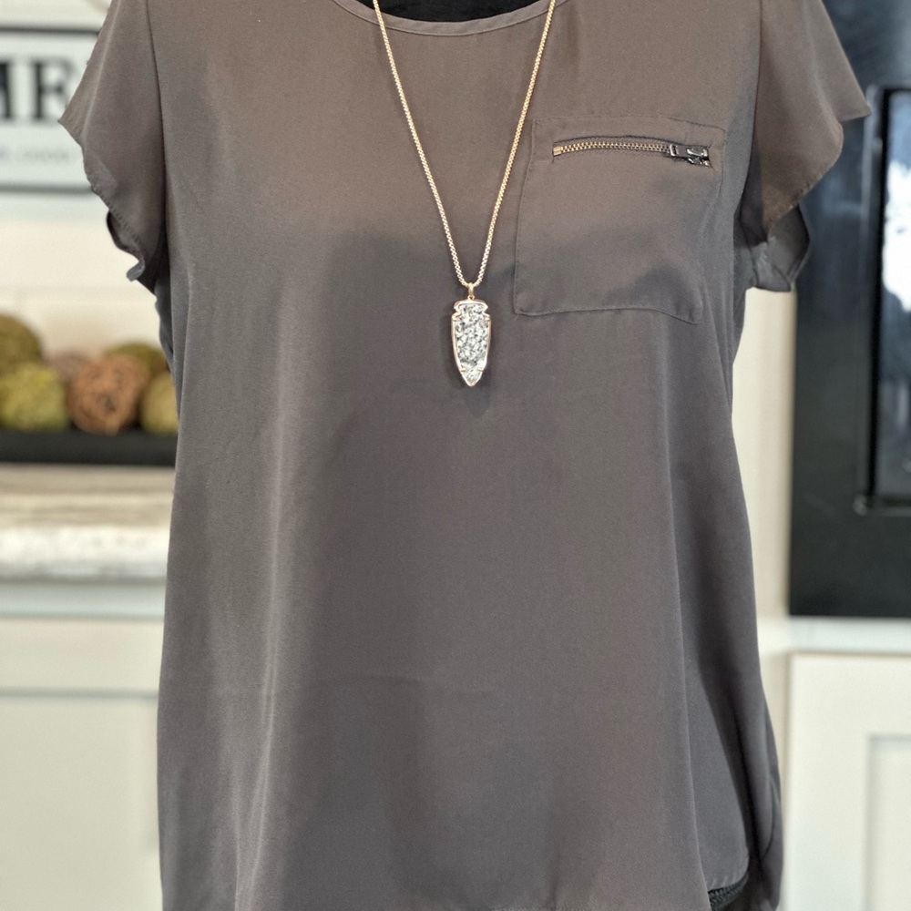 Maurices Charcoal Blouse with Zipper Detail